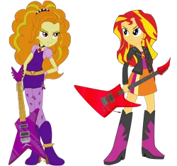 Size: 1600x1500 | Tagged: safe, artist:algoorthviking, derpibooru import, adagio dazzle, sunset shimmer, equestria girls, rainbow rocks, female, gem, guitar, simple background, siren gem, transparent background