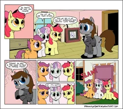 Size: 1500x1329 | Tagged: apple bloom, artist:prinnywesker, comic, cutie mark crusaders, derpibooru import, oc, oc:sketch canvas, safe, scootaloo, sweetie belle