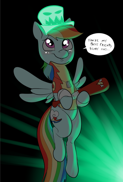 Size: 633x932 | Tagged: artist:metal-kitty, baseball bat, derpibooru import, hat, haunted hat, rainbow dash, rainbow scout, safe, scout, scream fortress, team fortress 2