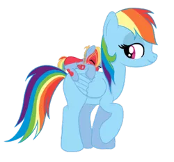 Size: 445x415 | Tagged: artist:karmadash, blank flank, derpibooru import, missing cutie mark, mother and daughter, oc, oc:zapple, oc:zappletta, offspring, parent:big macintosh, parent:rainbow dash, parents:rainbowmac, pony with birthmarks, rainbow dash, safe