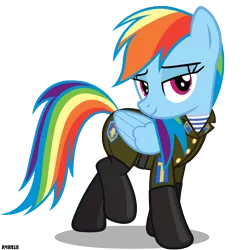 Size: 3000x3000 | Tagged: safe, artist:a4r91n, derpibooru import, rainbow dash, pegasus, pony, bedroom eyes, clothes, female, looking at you, mare, military uniform, paratrooper, pose, sergeant, simple background, solo, soviet, transparent background, uniform, vdv, vector