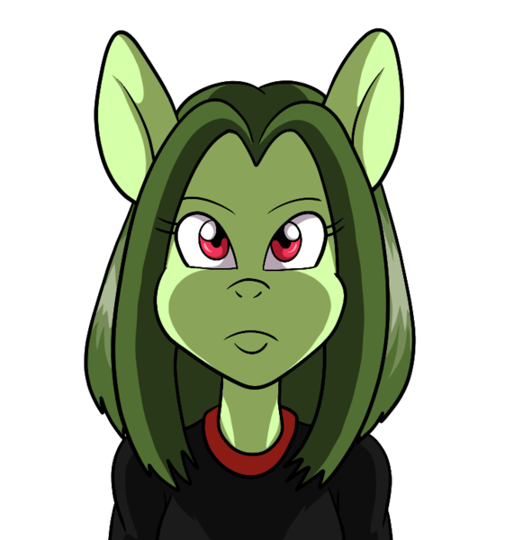 Size: 715x765 | Tagged: anthro, anthro oc, artist:majikkumausuii, artist:mintymousyxfce, bust, derpibooru import, ears, face, green, oc, practice, red eyes, safe, serious, serious face, short hair, simple, simple background, solo, stare, transparent background, unofficial characters only