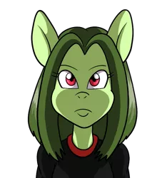 Size: 715x765 | Tagged: anthro, anthro oc, artist:majikkumausuii, artist:mintymousyxfce, bust, derpibooru import, ears, face, green, oc, practice, red eyes, safe, serious, serious face, short hair, simple, simple background, solo, stare, transparent background, unofficial characters only