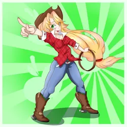 Size: 3000x3000 | Tagged: applejack, artist:vicse, derpibooru import, human, humanized, lasso, safe, solo