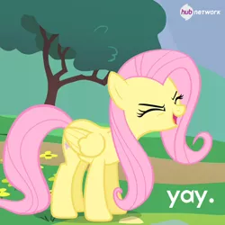 Size: 548x548 | Tagged: safe, derpibooru import, official, fluttershy, pegasus, pony, cheering, eyes closed, female, flutteryay, hub logo, hub network, hubble, mare, the hub, yay