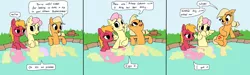 Size: 2542x760 | Tagged: suggestive, artist:mspaint, derpibooru import, applejack, big macintosh, fluttershy, earth pony, pegasus, pony, /mlp/, all the mares tease butterscotch, applejack's hat, bedroom eyes, blushing, butterreina, butterscotch, comic, covering, cowboy hat, dialogue, embarrassed, female, floppy ears, fluttermac, full comic, gritted teeth, hat, implied erection, implied hoofjob, implied sex, macareina, male, mare, open mouth, raised leg, rule 63, shipping, sitting, smiling, speech bubble, spread wings, stallion, stealth sex, straight, surprised, teasing, thrill of almost being caught, under the surface, underwater, wide eyes, wingboner