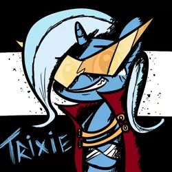 Size: 700x700 | Tagged: safe, artist:lyralicious, derpibooru import, trixie, pony, unicorn, cosplay, female, kamina, mare, parody, solo, tengen toppa gurren lagann