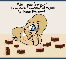 Size: 1280x1150 | Tagged: artist:slavedemorto, bronycon, brownies, :c, comfort eating, derpibooru import, floppy ears, frown, lonely, messy eating, oc, oc:backy, prone, sad, safe, solo, tumblr, unofficial characters only, woobie