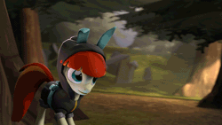 Size: 640x360 | Tagged: safe, artist:ferexes, derpibooru import, oc, oc:film flick, unofficial characters only, earth pony, pony, 3d, animated, bunny ears, clothes, dangerous mission outfit, female, hoodie, mare, solo, source filmmaker