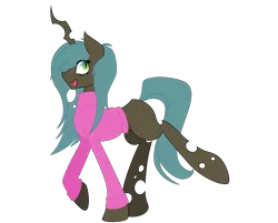 Size: 2048x1644 | Tagged: artist:dubsteppegasister, changeling, changeling queen, clothes, cute, cutealis, derpibooru import, female, filly, filly queen chrysalis, foal, looking at you, nymph, open mouth, queen chrysalis, safe, simple background, smiling, smiling at you, solo, sweater, teenager, transparent background, vector, younger