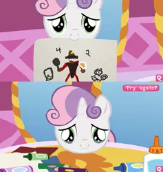 Size: 481x508 | Tagged: coloring with sweetie belle, demoman, demopan, exploitable meme, meme, safe, stout shako for two refined, sweetie belle, team fortress 2