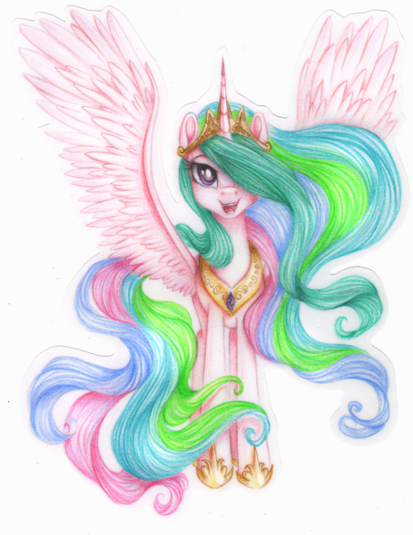 Size: 2791x3609 | Tagged: artist:vird-gi, derpibooru import, princess celestia, safe, solo, traditional art