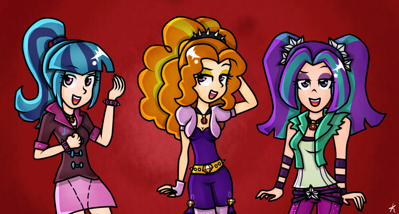 Size: 2800x1500 | Tagged: safe, artist:kikirdcz, derpibooru import, adagio dazzle, aria blaze, sonata dusk, equestria girls, rainbow rocks, eyeshadow, female, gem, makeup, siren gem, the dazzlings