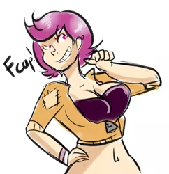 Size: 1314x1357 | Tagged: artist:php52, breasts, busty scootaloo, cleavage, derpibooru import, female, human, humanized, safe, scootaloo, solo
