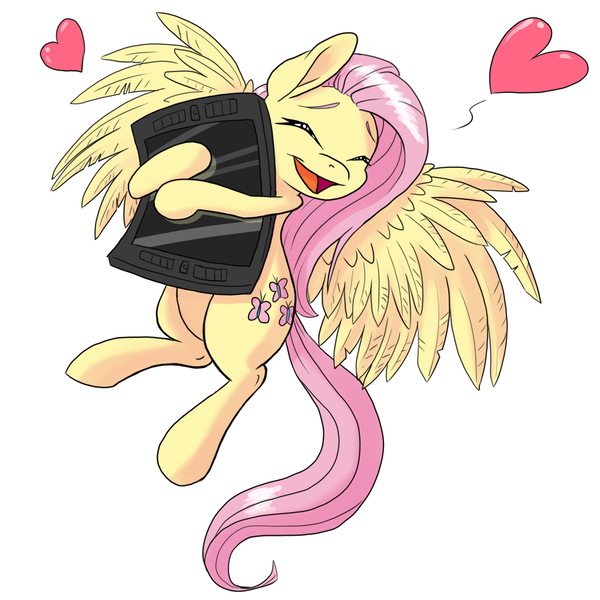 Size: 1000x1000 | Tagged: artist:pusspuss, cargo ship, cintiq, derpibooru import, fluttershy, happy, hug, safe, solo