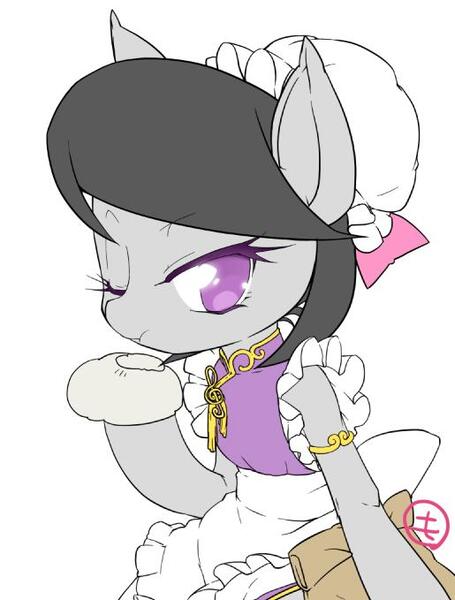 Size: 515x679 | Tagged: safe, artist:mococo, derpibooru import, octavia melody, earth pony, pony, blowing a kiss, clothes, one eye closed, solo, wink