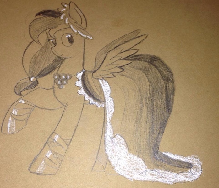 Size: 960x826 | Tagged: artist:llulabeee, clothes, derpibooru import, dress, gala dress, rainbow dash, safe, solo, traditional art