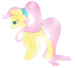 Size: 1280x1156 | Tagged: alternate hairstyle, artist:kilo, derpibooru import, fluttershy, ponytail, safe, scrunchie, solo