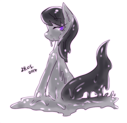 Size: 522x505 | Tagged: artist:divided-s, derpibooru import, goo pony, meltavia, melting, octavia melody, original species, pixiv, safe, solo, transformation