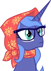 Size: 580x800 | Tagged: alternate hairstyle, artist:durger, clothes, derpibooru import, glasses, princess luna, s1 luna, safe, scarf, simple background, solo, transparent background, vector