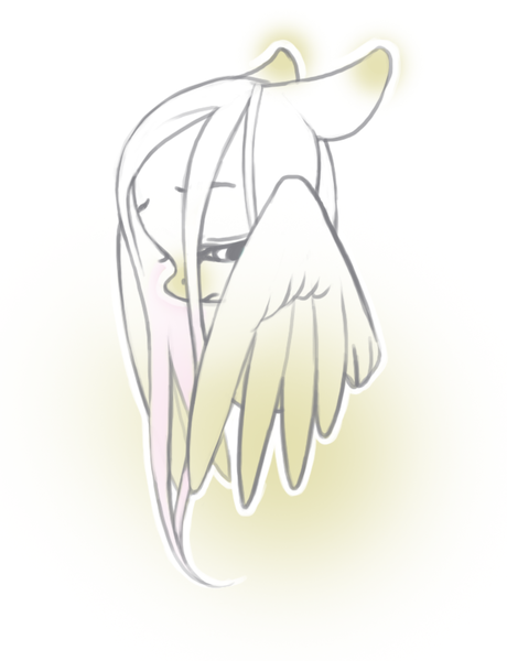 Size: 650x848 | Tagged: artist:moo, derpibooru import, floppy ears, fluttershy, sad, safe, simple background, solo