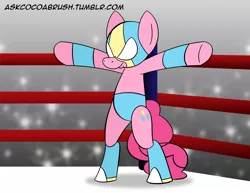 Size: 1280x989 | Tagged: 30 minute art challenge, artist:cocoabrush, derpibooru import, pinkie pie, safe, solo, wrestler, wrestling, wrestling ring