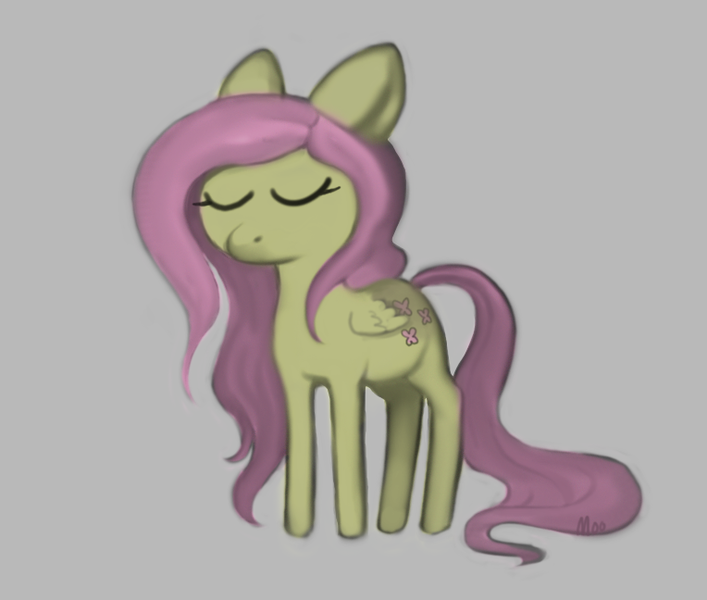 Size: 764x648 | Tagged: artist:moo, derpibooru import, eyes closed, fluttershy, safe, sketch, solo