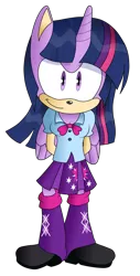 Size: 636x1255 | Tagged: dead source, safe, artist:atomiclance, derpibooru import, twilight sparkle, anthro, plantigrade anthro, equestria girls, crossover, equestria girls outfit, simple background, solo, sonic the hedgehog (series), sonicified, style emulation, transparent background