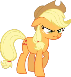 Size: 1967x2148 | Tagged: safe, artist:cheezedoodle96, derpibooru import, applejack, pony, simple ways, .svg available, angry, female, frown, inkscape, mare, ponyscape, simple background, solo, svg, transparent background, unamused, vector, vector trace