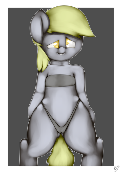 Size: 2893x4092 | Tagged: questionable, artist:ciderdrop, derpibooru import, derpy hooves, pony, bikini, bipedal, cameltoe, clothes, female, panties, solo, solo female, swimsuit