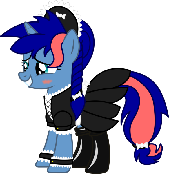 Size: 2500x2574 | Tagged: safe, artist:forgotten-remnant, derpibooru import, oc, oc:ryo, unofficial characters only, pony, unicorn, boots, clothes, maid, solo