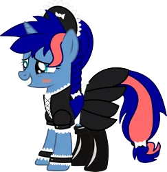 Size: 2500x2574 | Tagged: safe, artist:forgotten-remnant, derpibooru import, oc, oc:ryo, unofficial characters only, pony, unicorn, boots, clothes, maid, solo