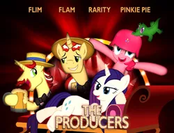 Size: 1024x782 | Tagged: artist:dan232323, derpibooru import, flam, flim, gummy, movie poster, parody, pinkie pie, rarity, safe, the producers