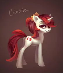 Size: 886x1024 | Tagged: artist:holivi, canada, derpibooru import, maple leaf, nation ponies, ponified, safe, solo