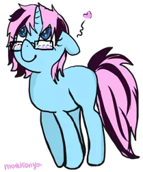 Size: 750x898 | Tagged: safe, artist:moekonya, derpibooru import, oc, oc:wind art, unofficial characters only, pony, unicorn, blank flank, cute, glasses, heart, simple background, solo, transparent background