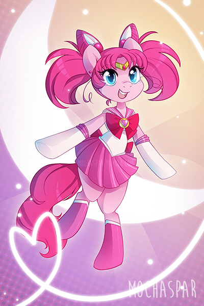 Size: 400x600 | Tagged: safe, artist:mochaspar, derpibooru import, pinkie pie, pony, bipedal, cosplay, sailor chibi moon, sailor mini moon, sailor moon, solo