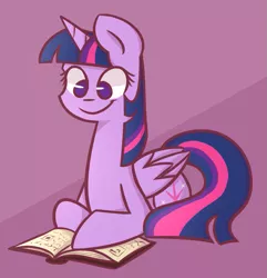 Size: 987x1024 | Tagged: safe, artist:flutternutpie, derpibooru import, twilight sparkle, twilight sparkle (alicorn), alicorn, pony, book, cute, female, lying, mare, reading, simple background, smiling, solo, that pony sure does love books, twiabetes