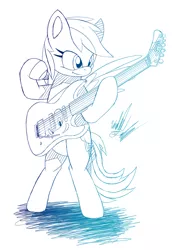 Size: 635x900 | Tagged: safe, artist:fuzon-s, derpibooru import, rainbow dash, pegasus, pony, bipedal, crush 40, female, gradient lineart, guitar, image, jpeg, male, mare, monochrome, signature, simple background, sketch, smiling, solo, sonic the hedgehog, sonic the hedgehog (series), spread wings, white background