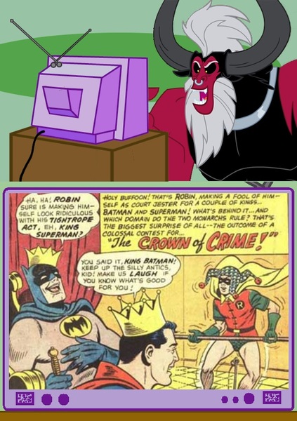 Size: 564x800 | Tagged: batman, dc comics, derpibooru import, exploitable meme, lord tirek, meme, obligatory centaur, obligatory pony, robin, safe, superdickery, superman, tv meme