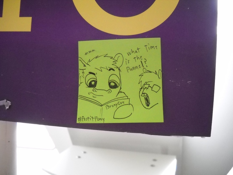 Size: 1095x821 | Tagged: safe, artist:postitpony, derpibooru import, bronycon, 2014, annoyed, glasses, irl, photo, question