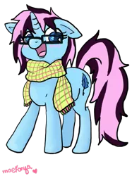 Size: 379x508 | Tagged: safe, artist:moekonya, derpibooru import, oc, oc:wind art, unofficial characters only, pony, unicorn, base used, blushing, clothes, cute, floppy ears, looking at you, messy mane, open mouth, scarf, simple background, smiling, solo, transparent background, vector, wide eyes