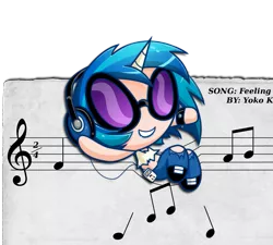 Size: 999x900 | Tagged: artist:yokokinawa, derpibooru import, horned humanization, human, humanized, music notes, safe, solo, the powerpuff girls, vinyl scratch