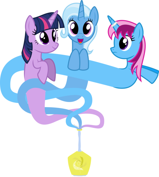 Size: 6400x7138 | Tagged: safe, artist:parclytaxel, derpibooru import, trixie, twilight sparkle, oc, oc:parcly taxel, alicorn, genie, genie pony, pony, unicorn, albumin flask, asktwixiegenies, .svg available, absurd resolution, alicorn oc, bottle, canon x oc, cutie mark, female, fusion, horn ring, lesbian, shipping, simple background, transparent background, twixie, vector, wingless