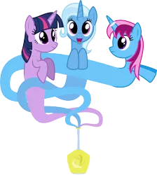 Size: 6400x7138 | Tagged: safe, artist:parclytaxel, derpibooru import, trixie, twilight sparkle, oc, oc:parcly taxel, alicorn, genie, genie pony, pony, unicorn, albumin flask, asktwixiegenies, .svg available, absurd resolution, alicorn oc, bottle, canon x oc, cutie mark, female, fusion, horn ring, lesbian, shipping, simple background, transparent background, twixie, vector, wingless