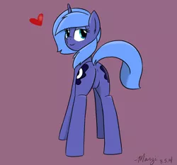 Size: 1500x1400 | Tagged: artist:melodicmarzipan, both cutie marks, derpibooru import, dock, featureless crotch, female, heart, looking at you, looking back, moonbutt, plot, presenting, princess luna, s1 luna, simple background, smiling, solo, solo female, suggestive