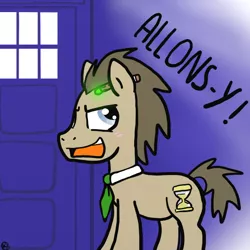 Size: 600x600 | Tagged: allons-y, artist:madkaichi, derpibooru import, doctor who, doctor whooves, necktie, safe, solo, sonic screwdriver, tardis, time turner