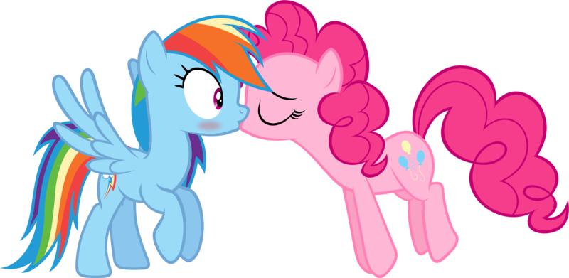 Size: 2874x1405 | Tagged: safe, artist:zacatron94, derpibooru import, pinkie pie, rainbow dash, blushing, cute, female, kissing, lesbian, pinkiedash, shipping, show accurate, simple background, transparent background, vector