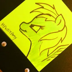 Size: 640x640 | Tagged: artist:postitpony, bronycon, derpibooru import, rainbow dash, safe, solo, sticky note, traditional art