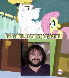 Size: 640x717 | Tagged: safe, derpibooru import, bulk biceps, fluttershy, roid rage, 1000 hours in ms paint, exploitable meme, meme, ms paint, peter jackson, replacement meme