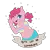 Size: 500x500 | Tagged: safe, artist:superdeathsquad, derpibooru import, edit, pinkie pie, anthro, belly button, chubby, confetti, feminist ponies, image, looking at you, midriff, mouthpiece, no pupils, one eye closed, peace sign, png, simple background, solo, transparent background, wink